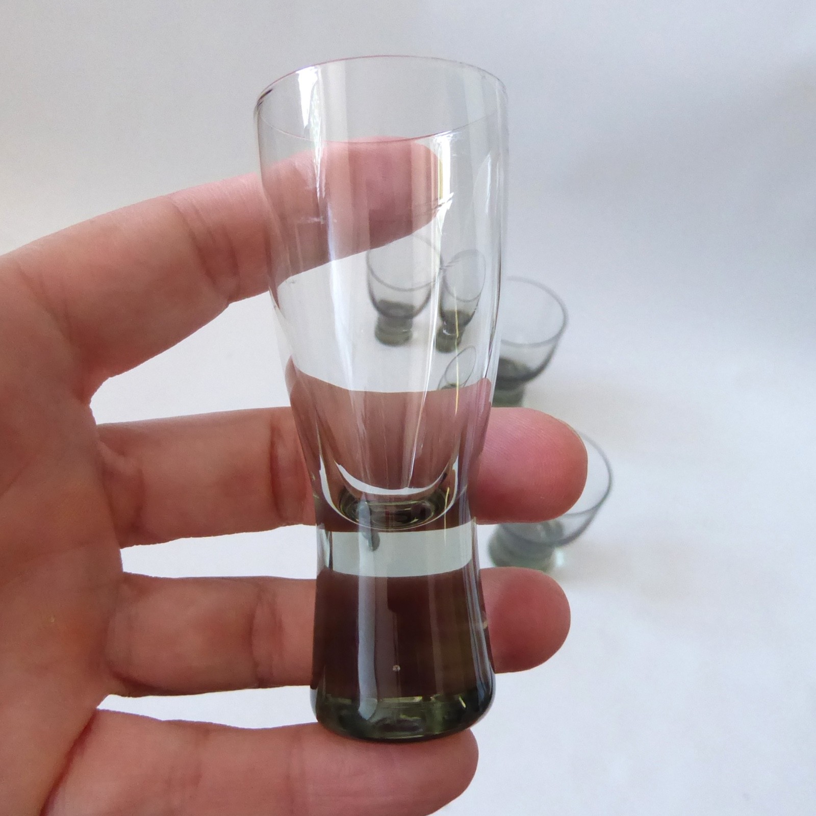 4 HOLMEGAARD Glasses, Canada smoke. 3 Cocktail 9cm & Liqueur shot glass. Danish - Image 8
