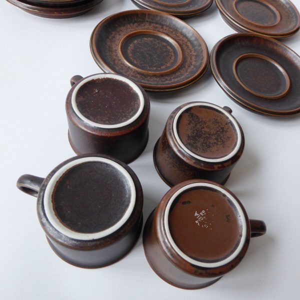 Arabia Ruska 4 small cups & 6 saucers, modernist 70s Finland. Demitasse espresso - Image 12