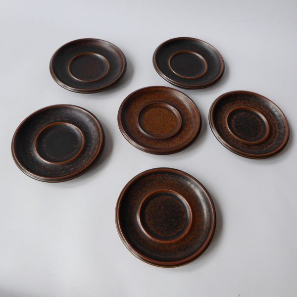Arabia Ruska 4 small cups & 6 saucers, modernist 70s Finland. Demitasse espresso - Image 5