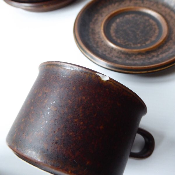 Arabia Ruska 4 small cups & 6 saucers, modernist 70s Finland. Demitasse espresso - Image 10