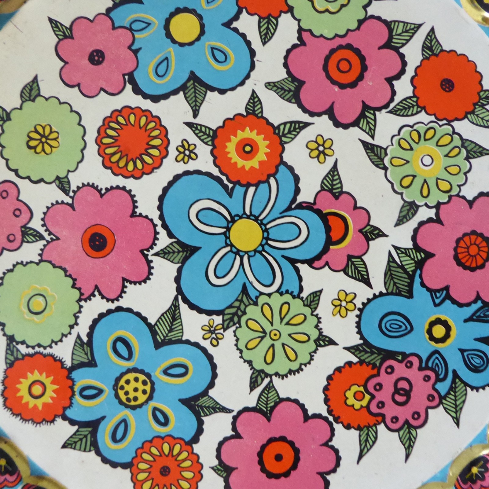 Baret Ware Flower Time drinks cocktail vintage tin tray. Retro flower power 60s - Image 3