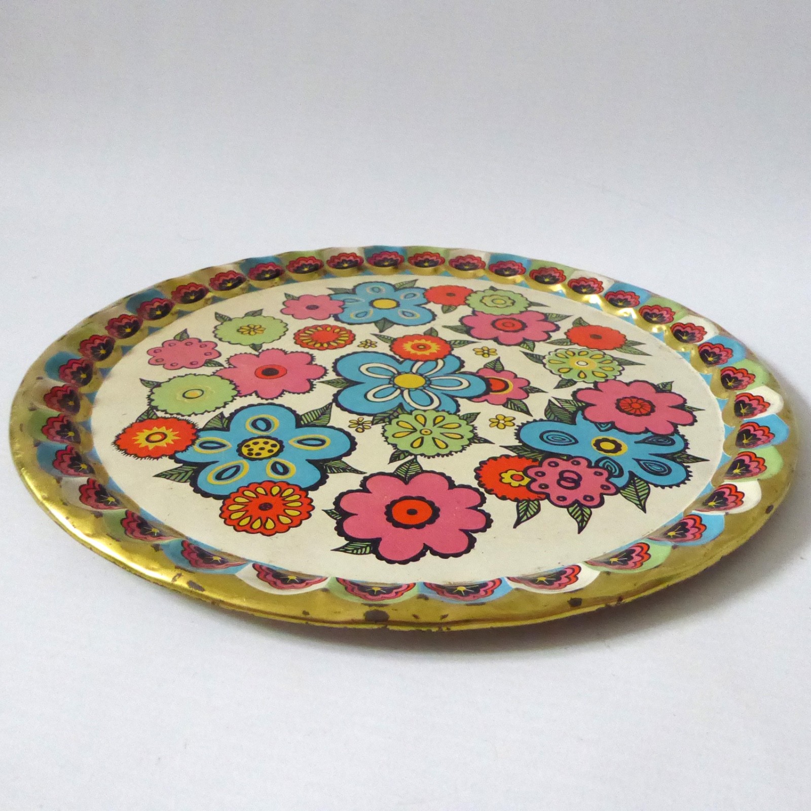 Baret Ware Flower Time drinks cocktail vintage tin tray. Retro flower power 60s - Image 4