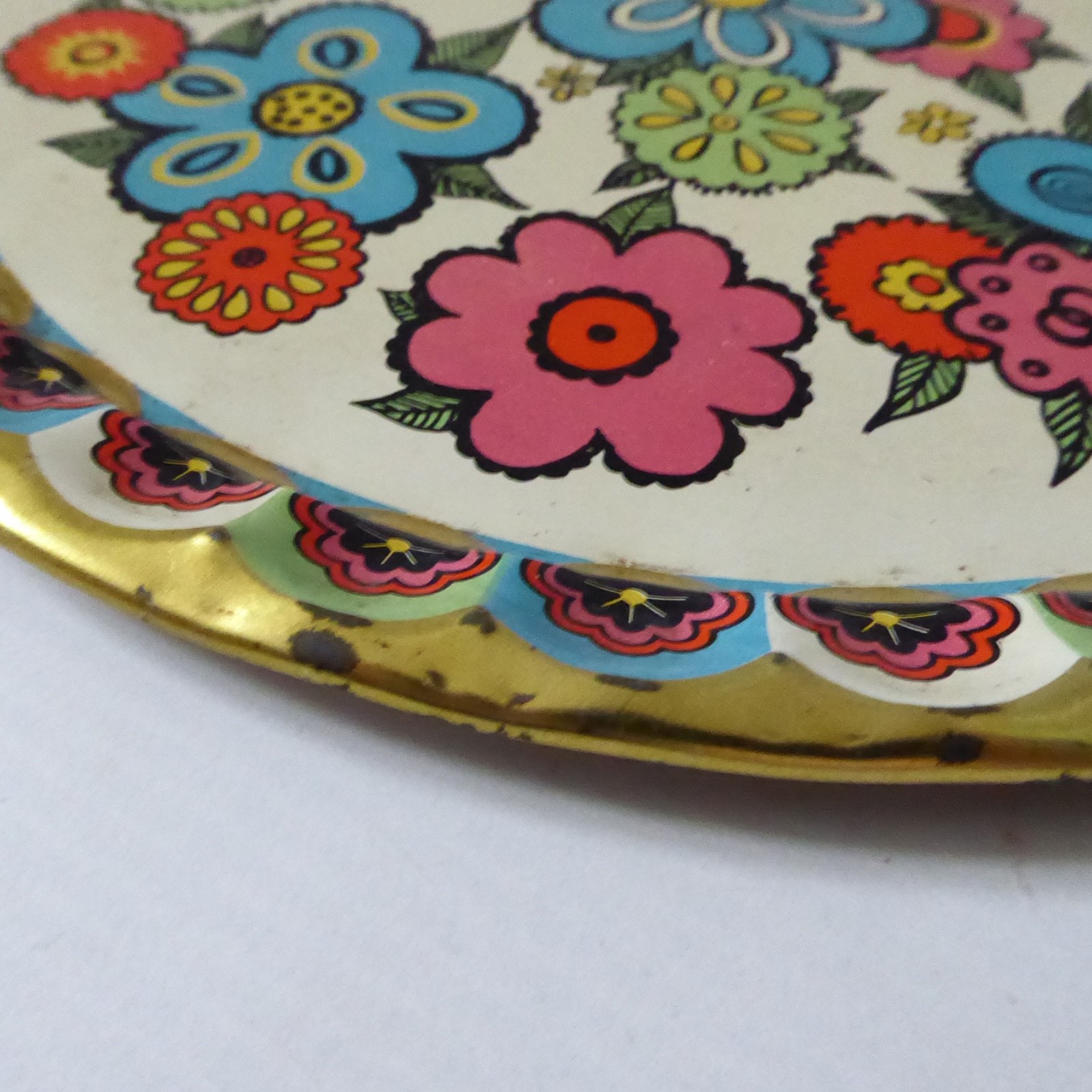 Baret Ware Flower Time drinks cocktail vintage tin tray. Retro flower power 60s - Image 5