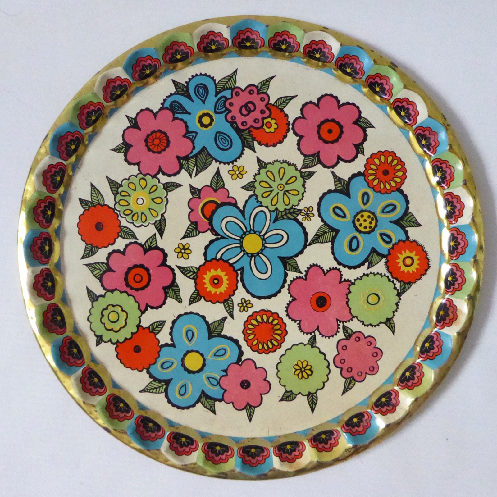Baret Ware Flower Time drinks cocktail vintage tin tray. Retro flower power 60s - Image 7
