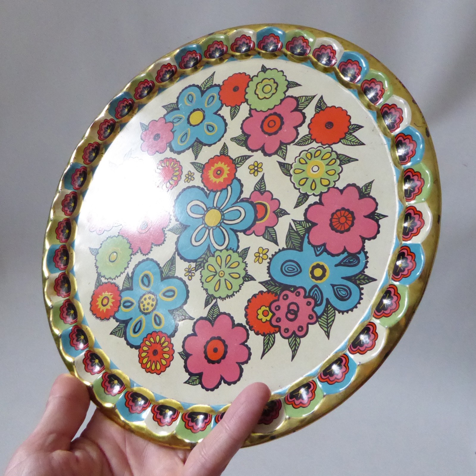 Baret Ware Flower Time drinks cocktail vintage tin tray. Retro flower power 60s - Image 8