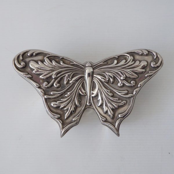 Butterfly Elegance silver plated trinket jewellery box container. Vintage 1970s - Image 3