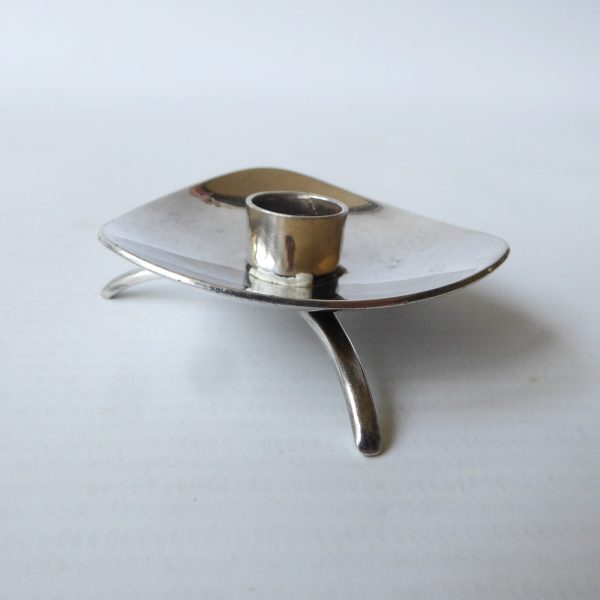 Cohr Atla Denmark triangular silver-plated candle holder Scandinavian MCM tripod - Image 4