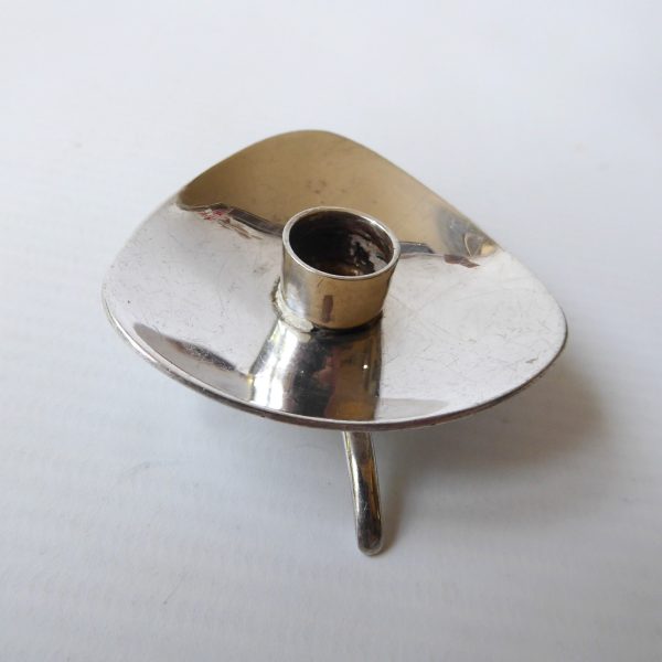 Cohr Atla Denmark triangular silver-plated candle holder Scandinavian MCM tripod