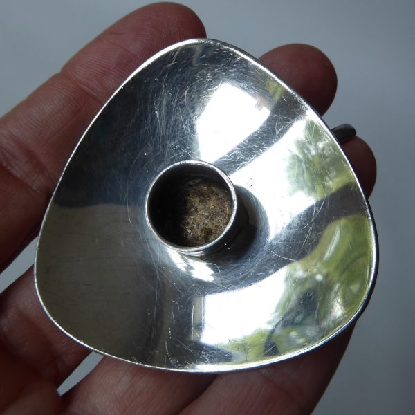 Cohr Atla Denmark triangular silver-plated candle holder Scandinavian MCM tripod - Image 9