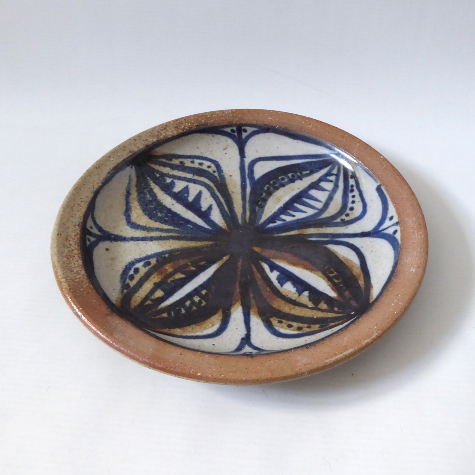 Colin Kellam Studio art stoneware plate, 1962-67, blue abstract vintage pottery - Image 2