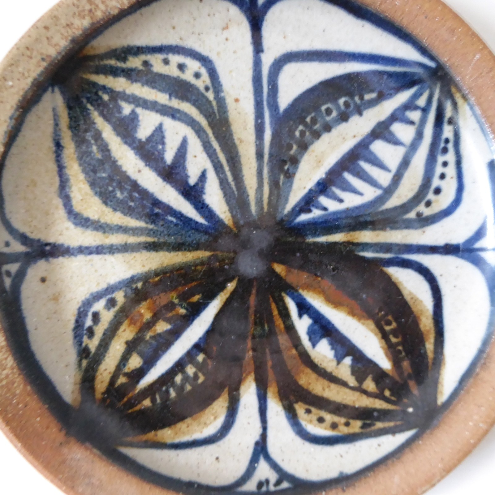 Colin Kellam Studio art stoneware plate, 1962-67, blue abstract vintage pottery - Image 3