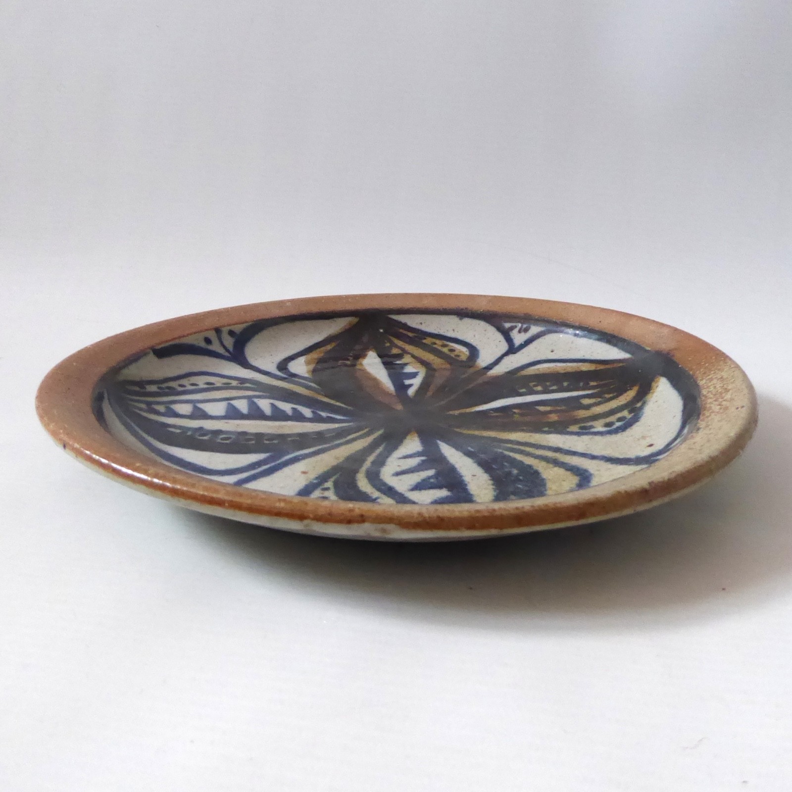 Colin Kellam Studio art stoneware plate, 1962-67, blue abstract vintage pottery - Image 5