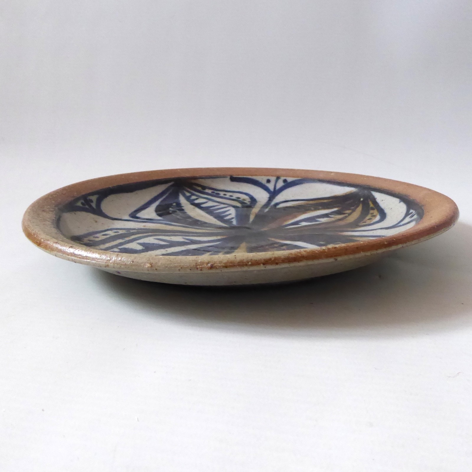 Colin Kellam Studio art stoneware plate, 1962-67, blue abstract vintage pottery - Image 6