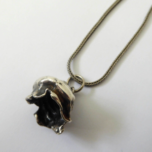 Danish Jens J Aagaard JAa vintage 925 silver drop bell pendant, 16" necklace