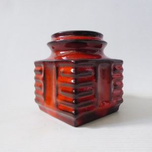 Danish ceramic pottery vase #386, vintage 1970s retro small orange fat lava era