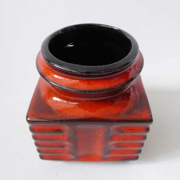 Danish ceramic pottery vase #386, vintage 1970s retro small orange fat lava era - Image 7
