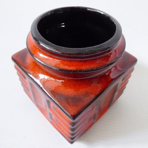 Danish ceramic pottery vase #386, vintage 1970s retro small orange fat lava era - Image 8
