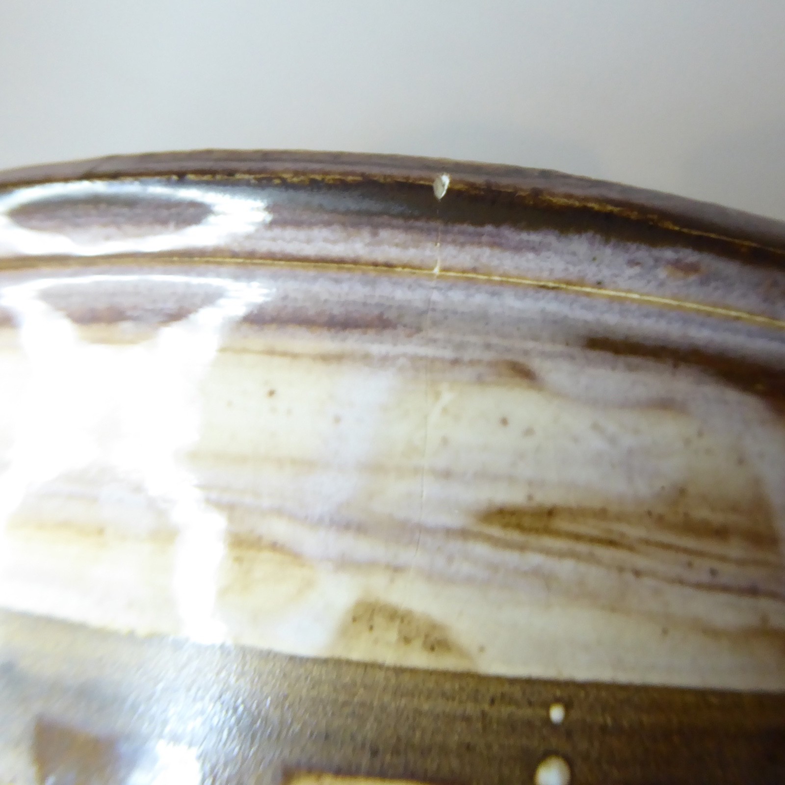 David Sharp Rye pottery 1970s plant pot holder planter, art/studio. Brown stripe - Image 13