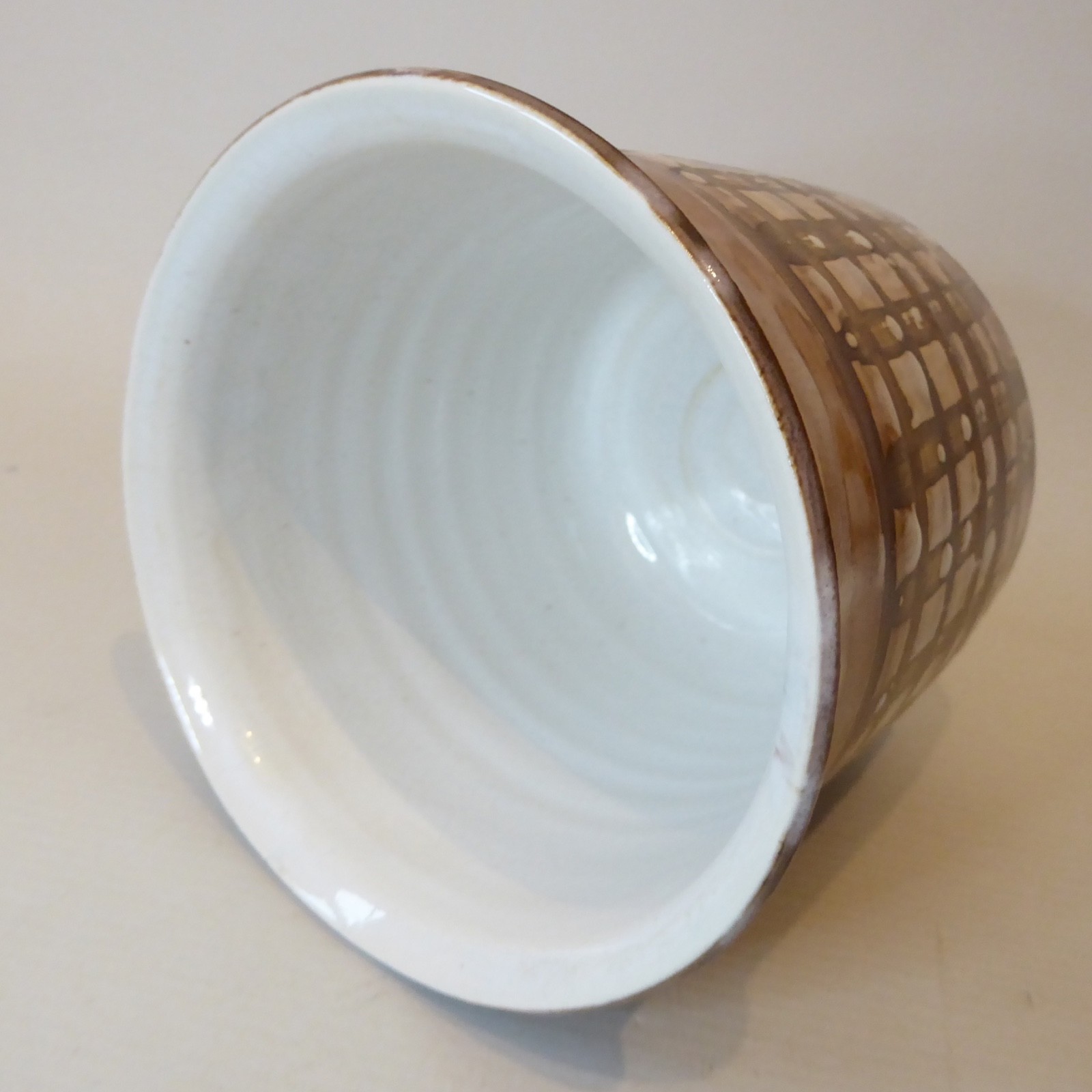 David Sharp Rye pottery 1970s plant pot holder planter, art/studio. Brown stripe - Image 8