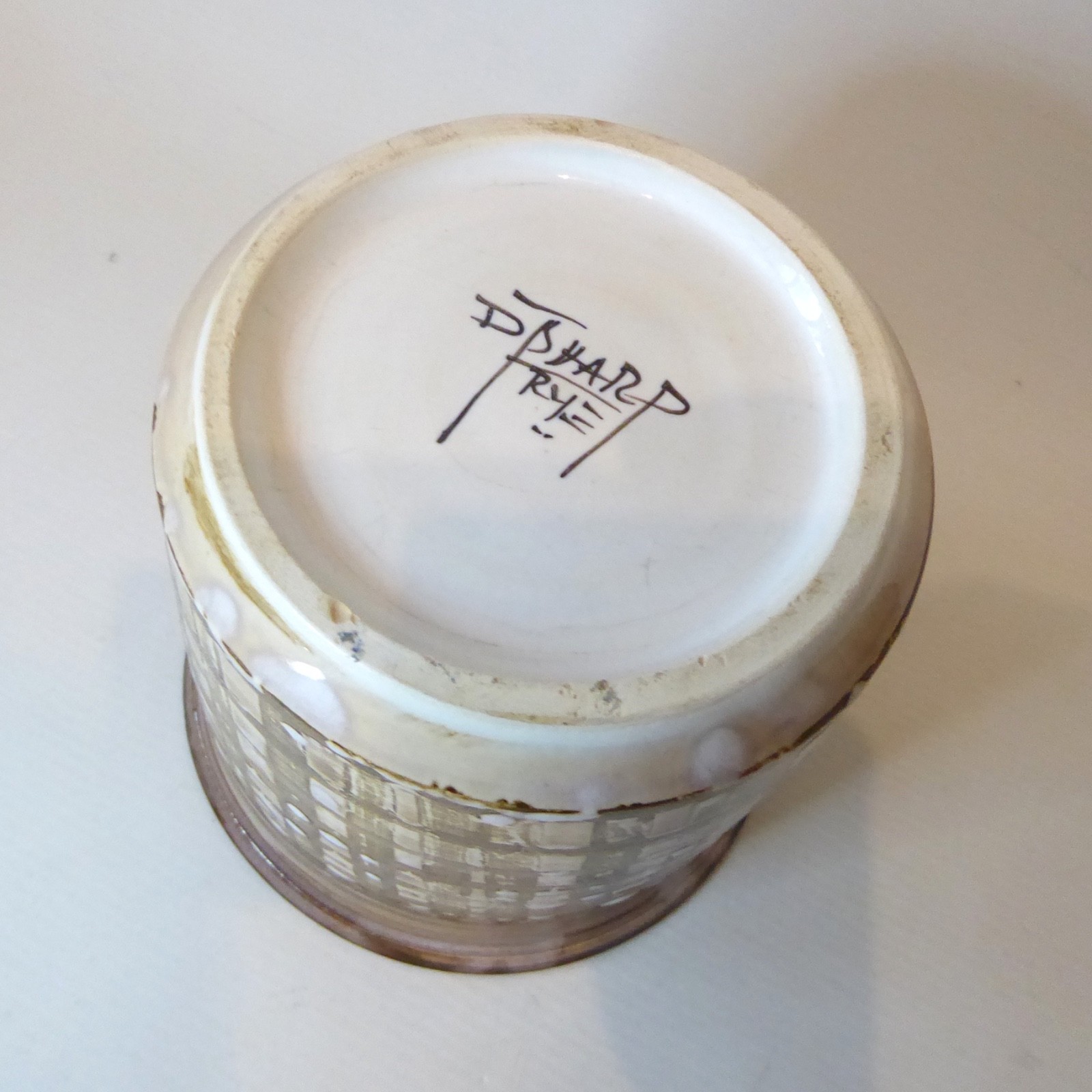 David Sharp Rye pottery 1970s plant pot holder planter, art/studio. Brown stripe - Image 9