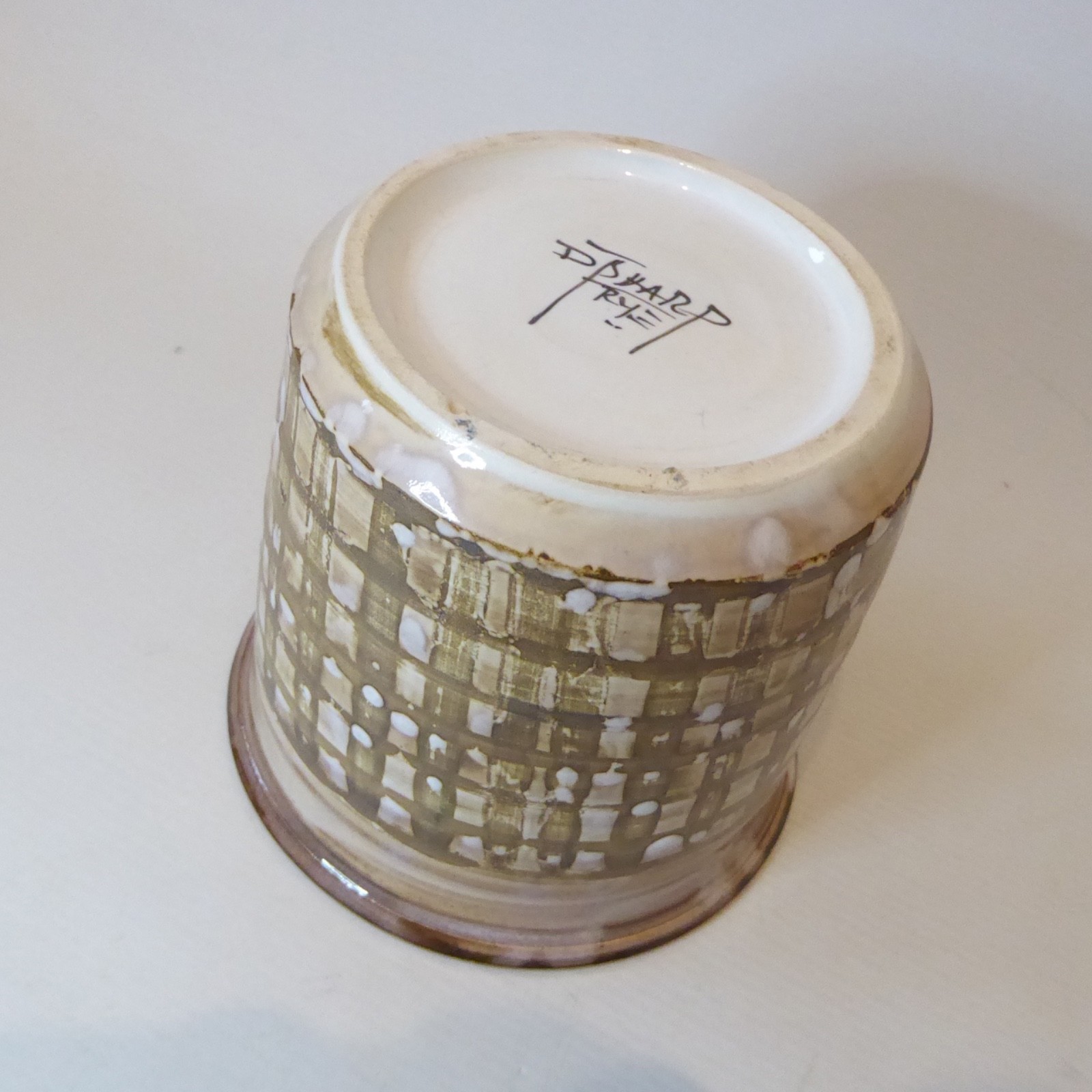 David Sharp Rye pottery 1970s plant pot holder planter, art/studio. Brown stripe - Image 10