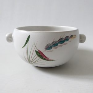 Denby Green Wheat individual stoneware soup bowl, lug handle, vintage. Colledge
