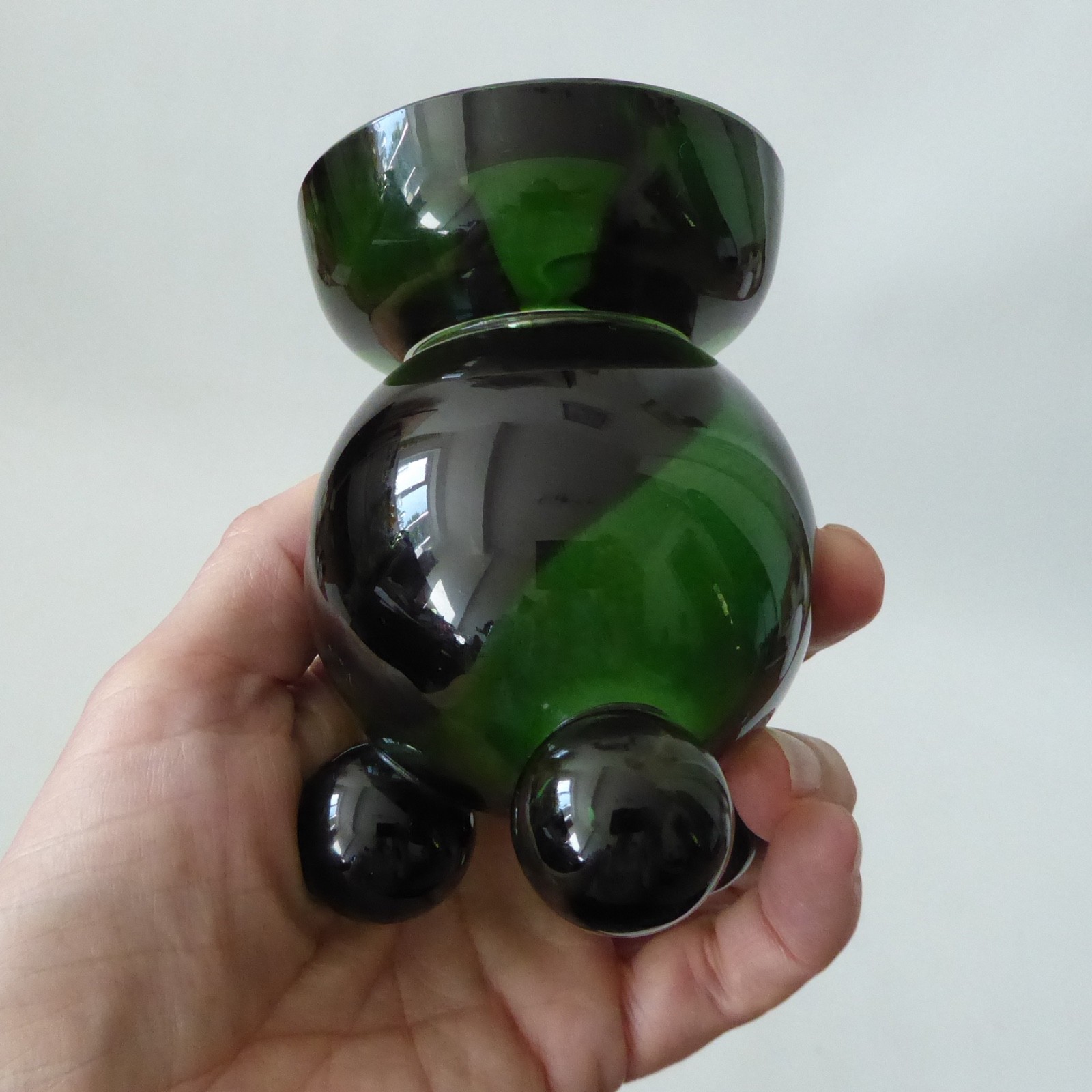 Designtorget ball art glass candle holder. Green, tapered dinner candle. Swedish - Image 10