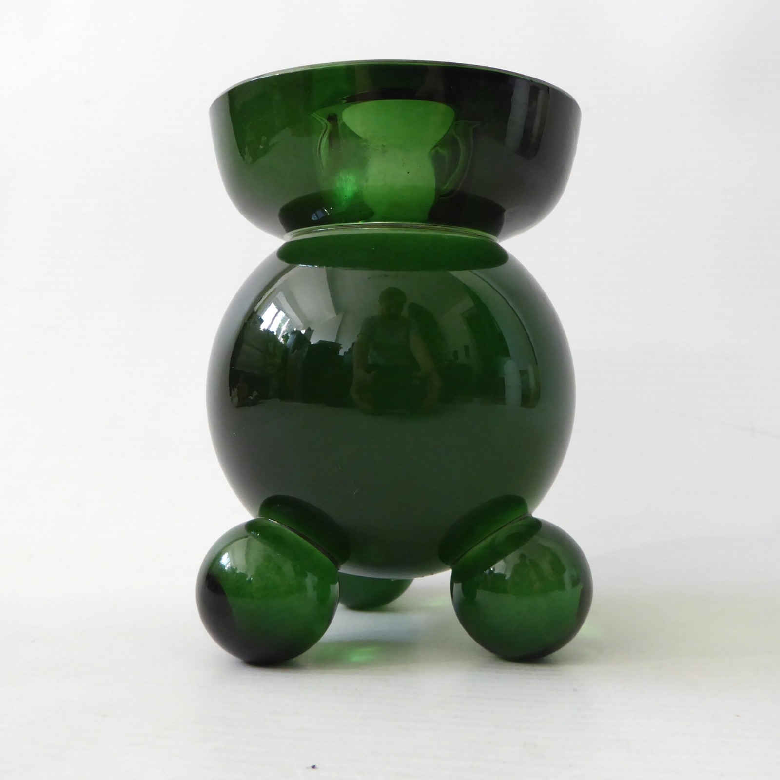 Designtorget ball art glass candle holder. Green, tapered dinner candle. Swedish - Image 4
