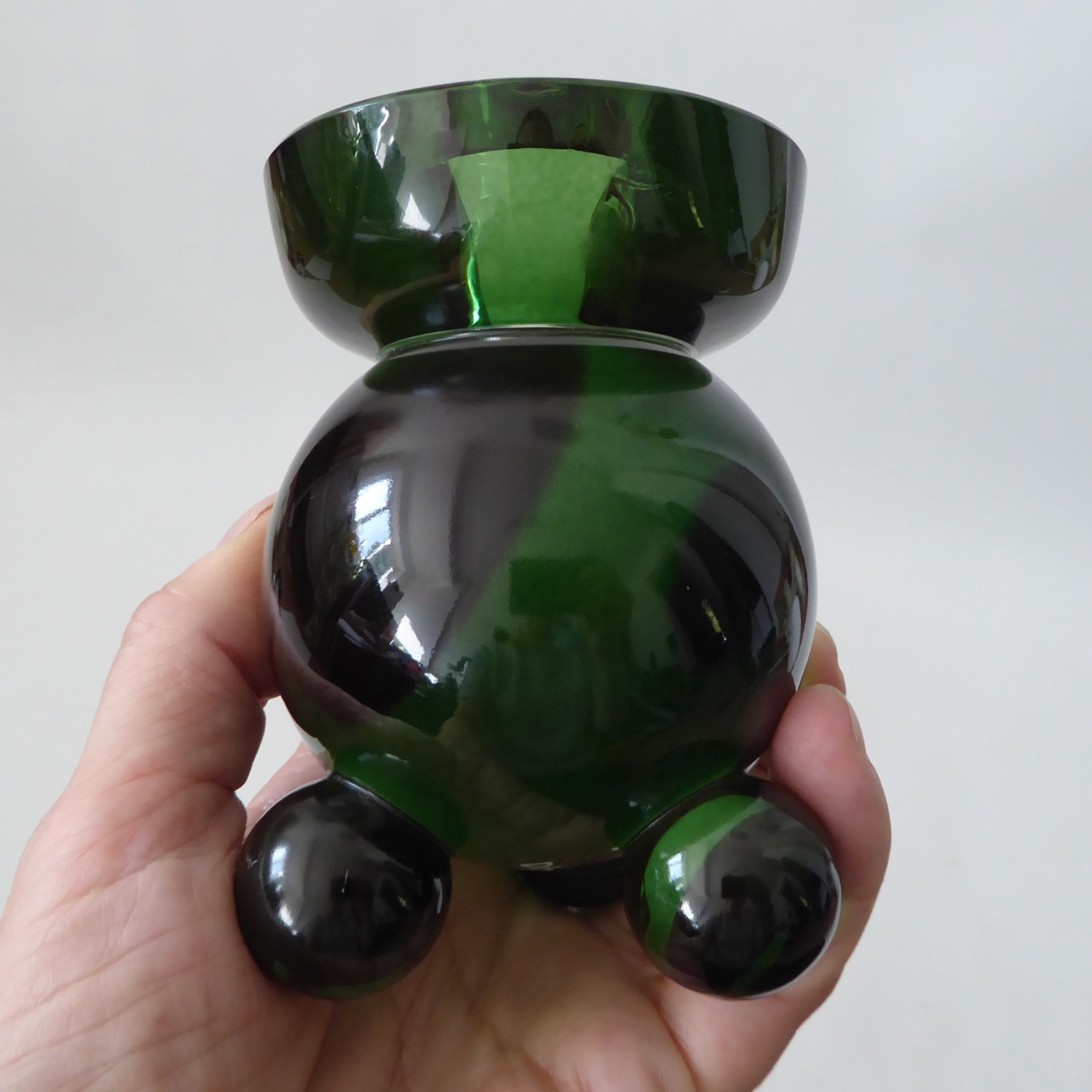 Designtorget ball art glass candle holder. Green, tapered dinner candle. Swedish - Image 5