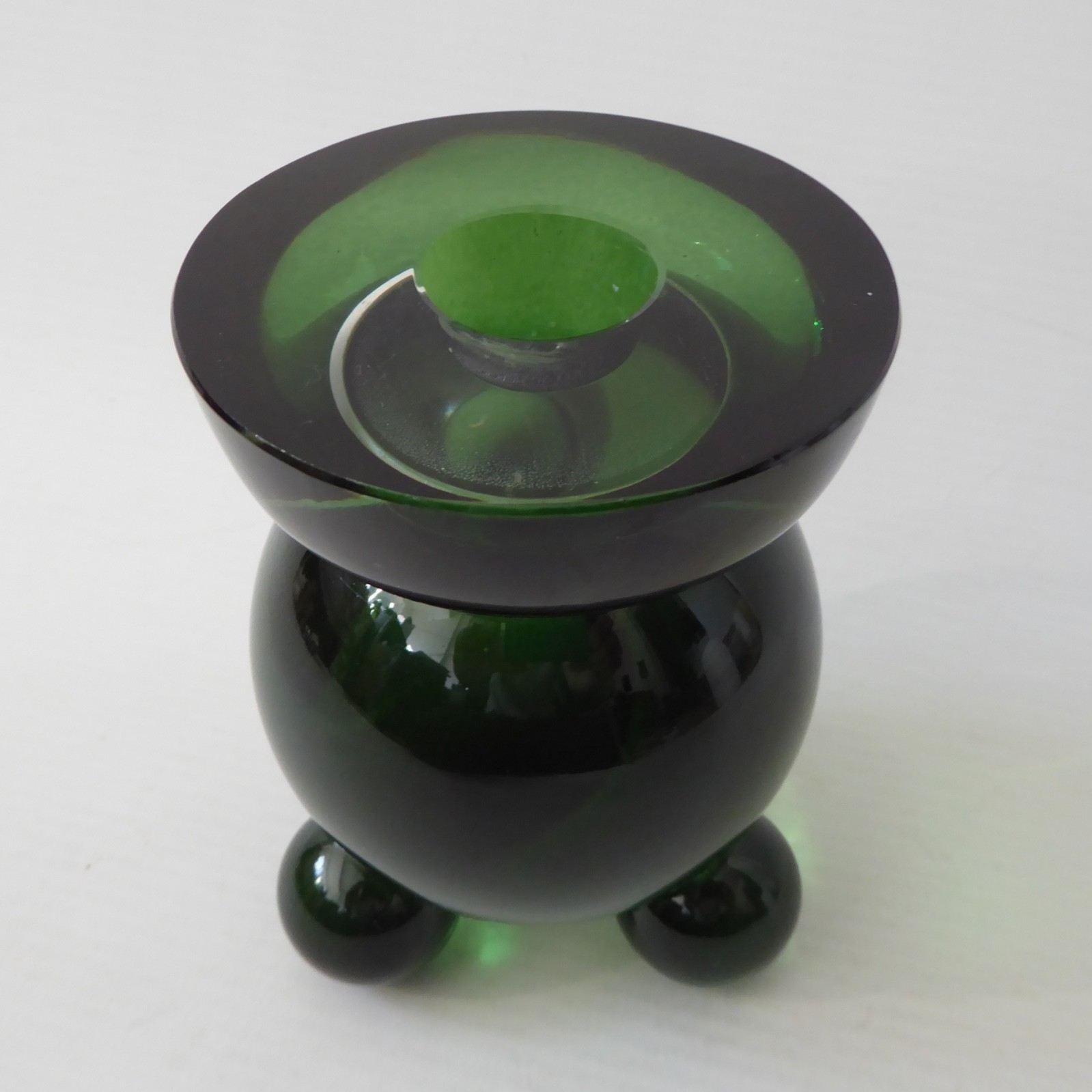 Designtorget ball art glass candle holder. Green, tapered dinner candle. Swedish - Image 6