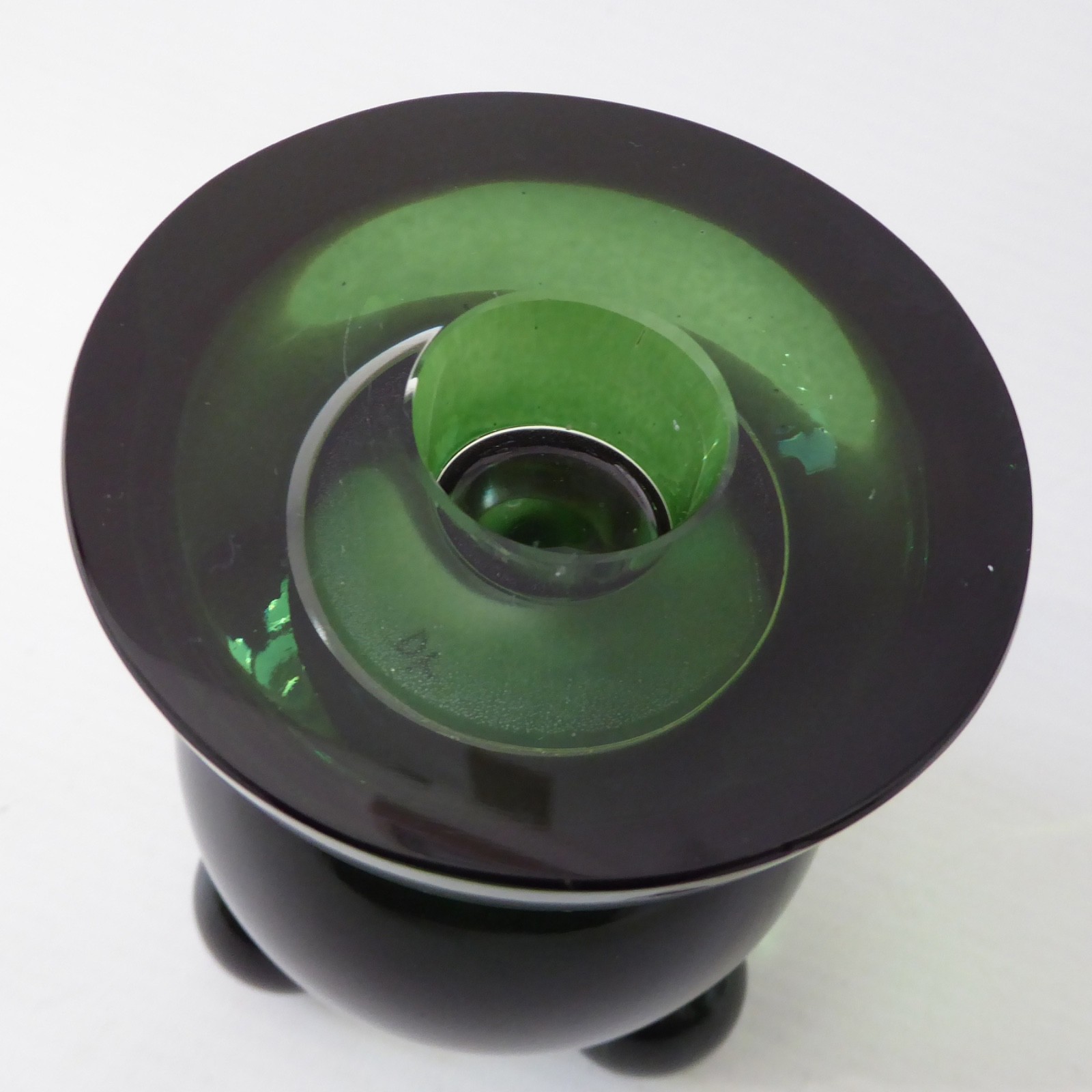 Designtorget ball art glass candle holder. Green, tapered dinner candle. Swedish - Image 7
