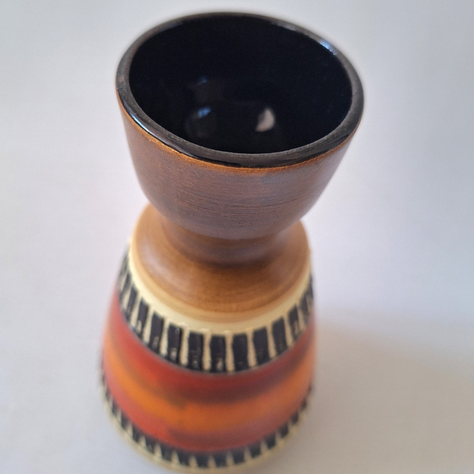 Dumler & Breiden West German pottery vase 303-16 glossy orange stripe. Retro 60s - Image 6
