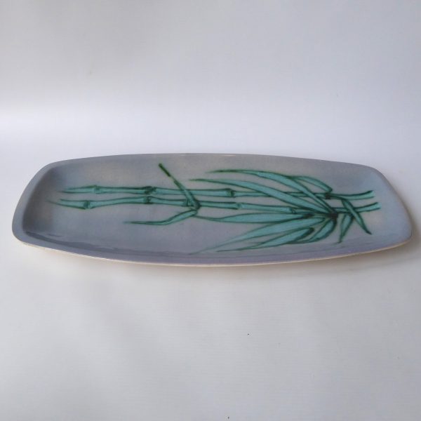 Eric Leaper 18" bamboo dish plate, Cornish Studio Pottery, Newlyn. Green blue - Image 3