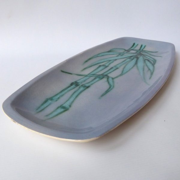 Eric Leaper 18" bamboo dish plate, Cornish Studio Pottery, Newlyn. Green blue - Image 4