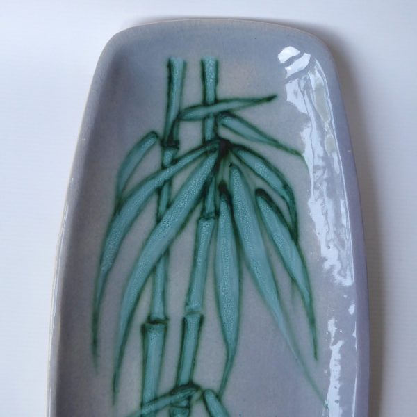 Eric Leaper 18" bamboo dish plate, Cornish Studio Pottery, Newlyn. Green blue - Image 7
