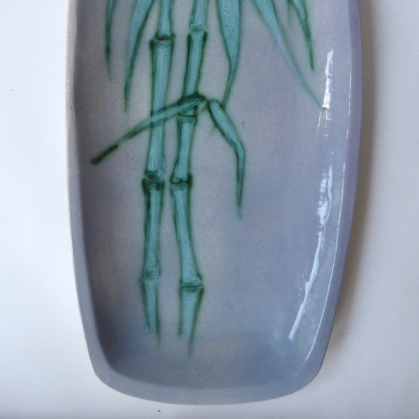 Eric Leaper 18" bamboo dish plate, Cornish Studio Pottery, Newlyn. Green blue - Image 8