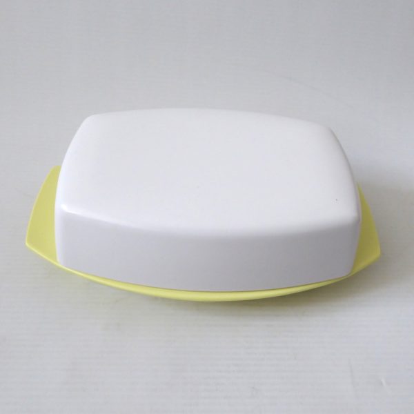 Gaydon Melmex butter dish. Vintage acid yellow & white, 1960s. Plastic retro - Image 3