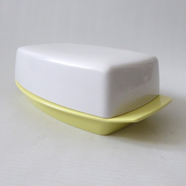 Gaydon Melmex butter dish. Vintage acid yellow & white, 1960s. Plastic retro - Image 4