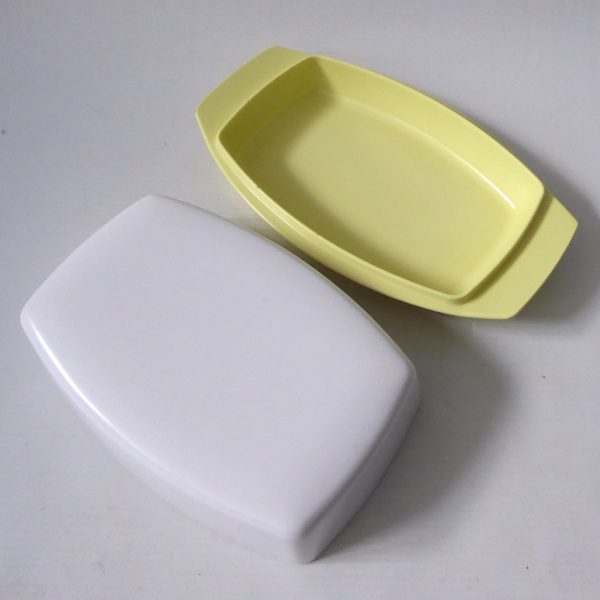 Gaydon Melmex butter dish. Vintage acid yellow & white, 1960s. Plastic retro - Image 7