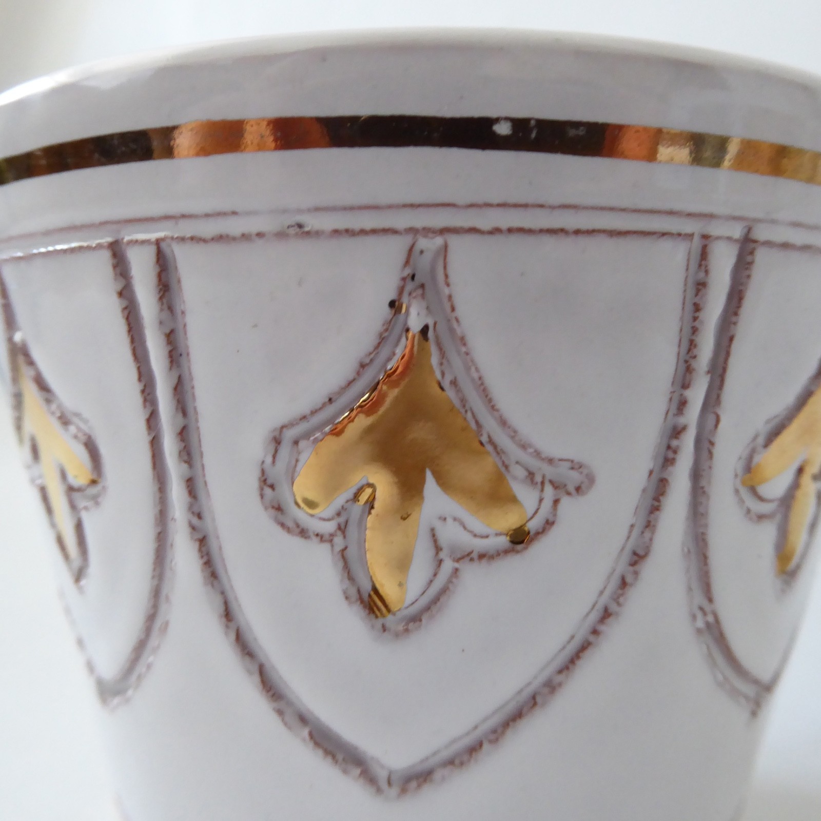 Italian plant pot planter, white & gold sgraffito pottery ceramic, vintage retro - Image 8