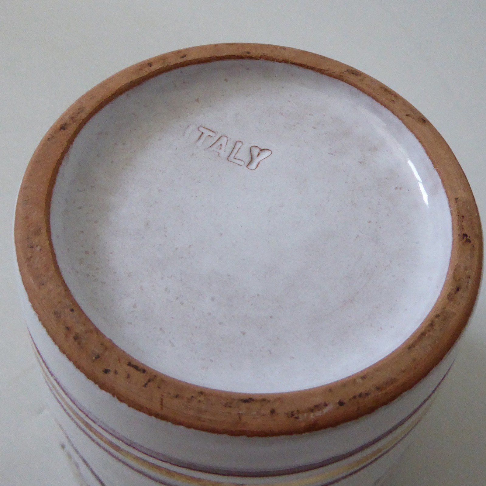 Italian plant pot planter, white & gold sgraffito pottery ceramic, vintage retro - Image 10