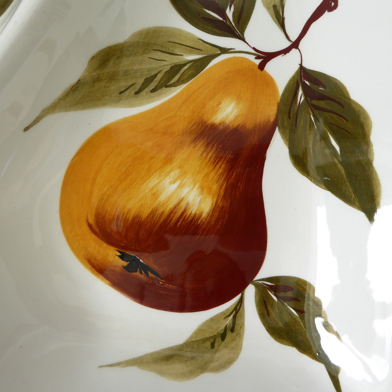Italian vintage fruit dish, ceramic hand painted pear, cherries leaves A3/216 - Image 5