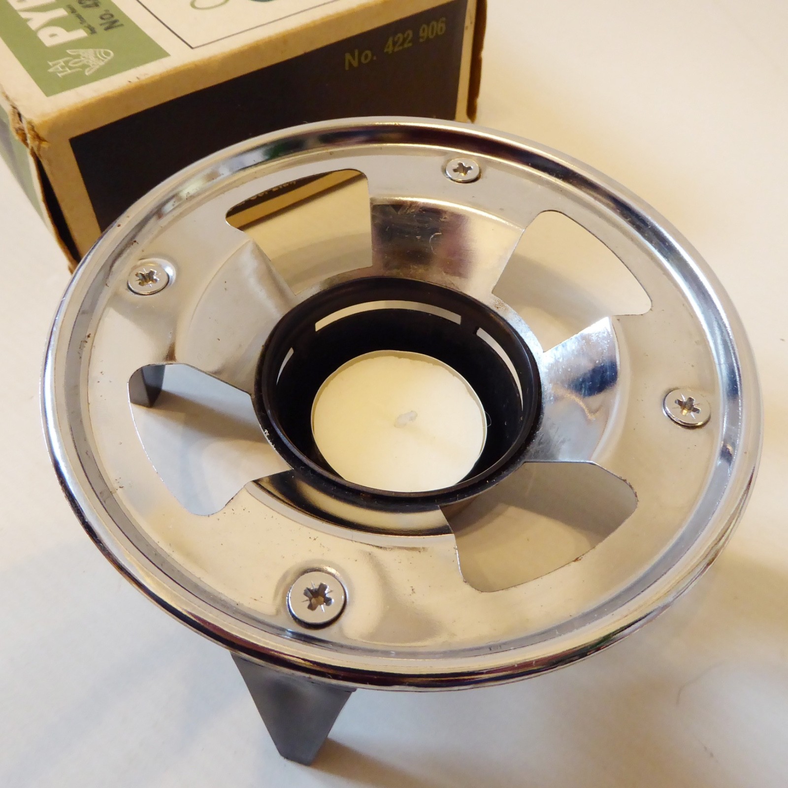 JAJ Pyrex candle warmer stand 422 906 in box, vintage 60s, tea/coffee pot holder - Image 5