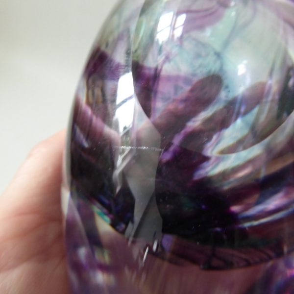Jane Charles signed handmade art glass perfume scent bottle + stopper. Purple - Image 9
