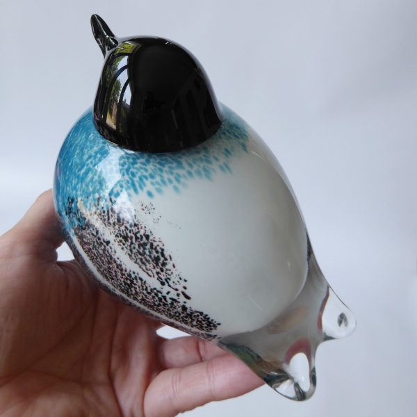 Large art glass bird, blue black figurine. Sculpture figure paperweight. Blown - Image 11