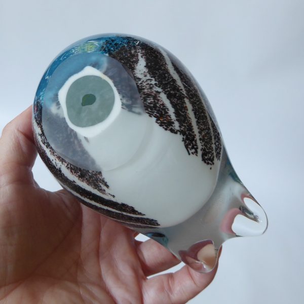Large art glass bird, blue black figurine. Sculpture figure paperweight. Blown - Image 12