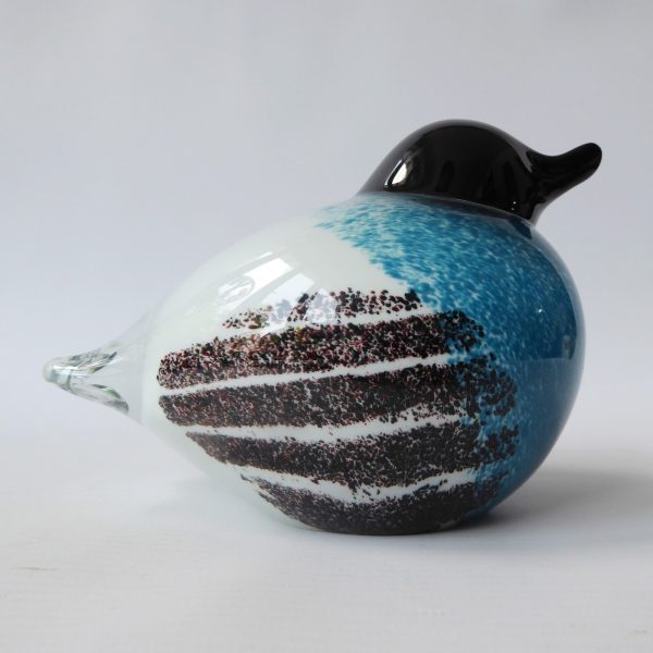 Large art glass bird, blue black figurine. Sculpture figure paperweight. Blown - Image 3