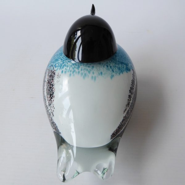 Large art glass bird, blue black figurine. Sculpture figure paperweight. Blown - Image 10