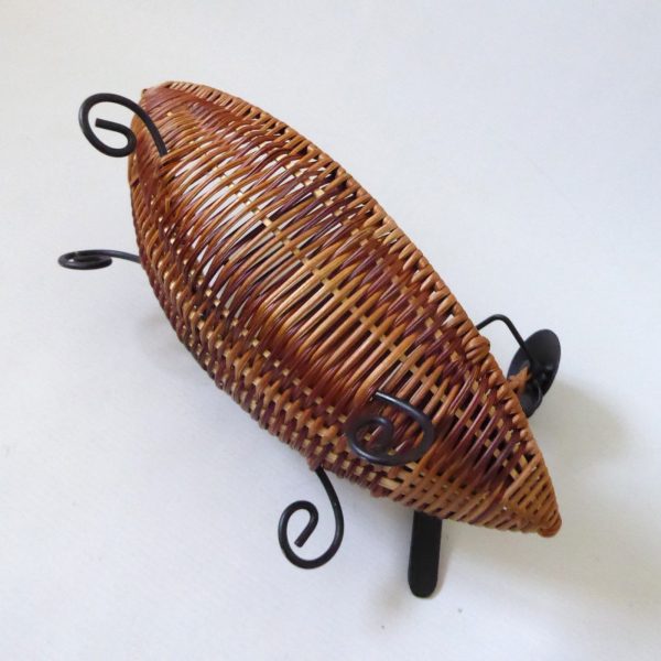 Laurids Lonborg Danish style ornamental boat bowl, rowing. Vintage iron & cane - Image 10