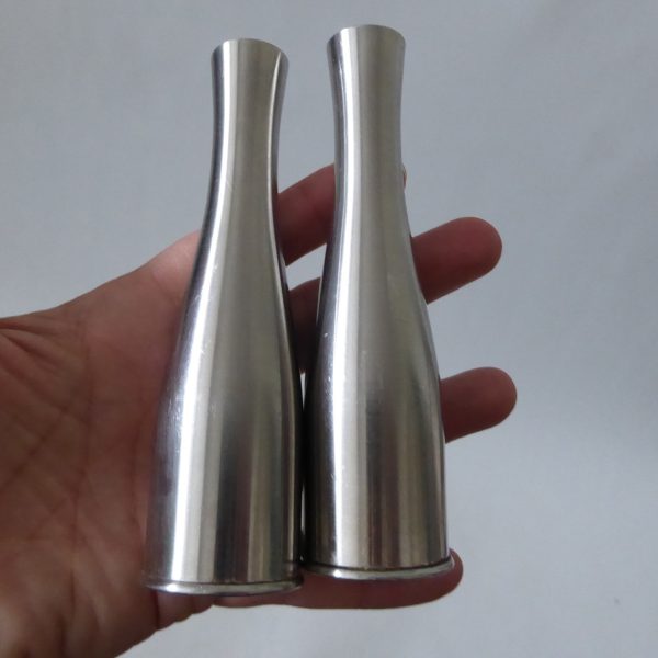 Lifespan stainless steel salt + pepper shakers pots, 60s/70s vintage modernist - Image 4